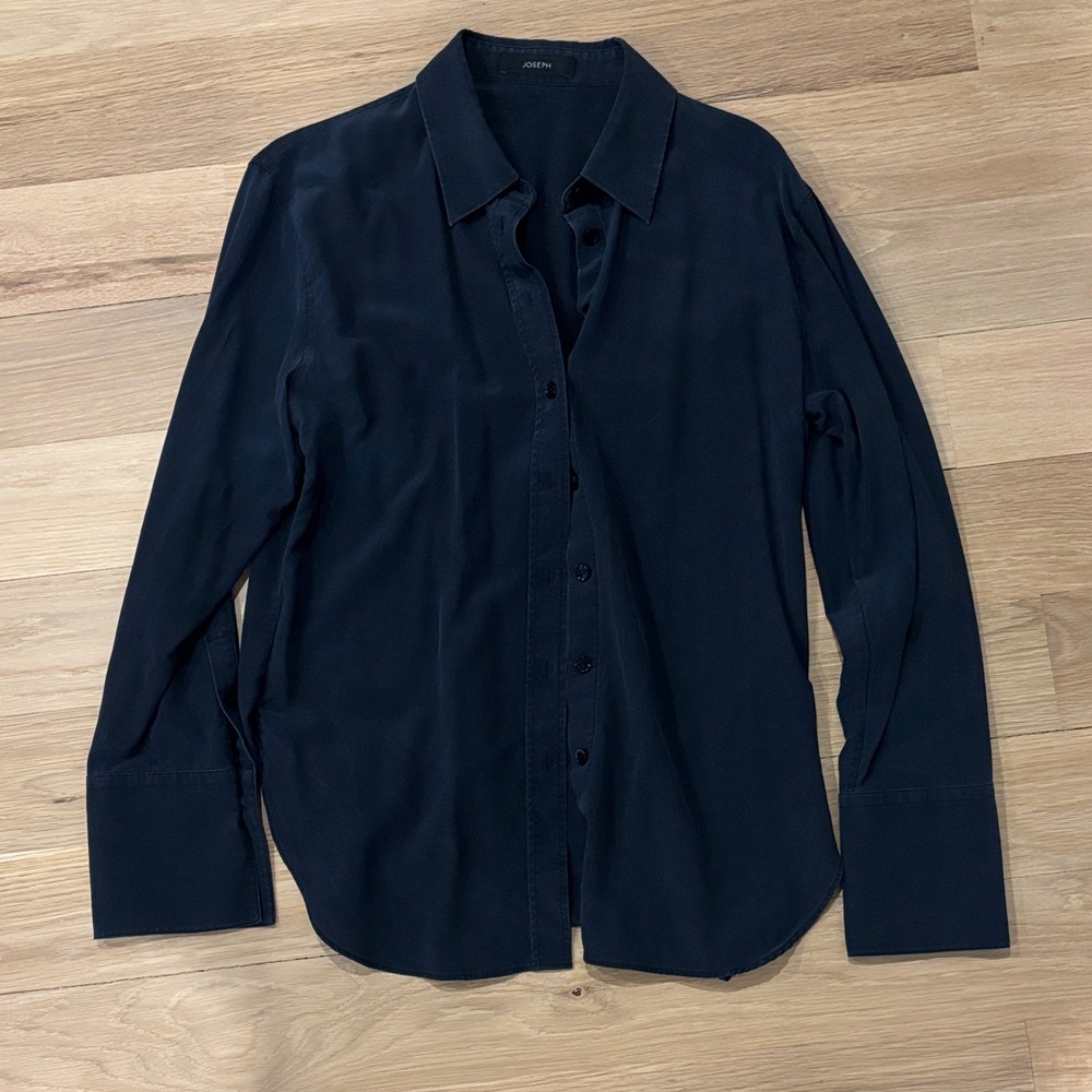 Joseph Navy Blue Classic Button-Up Shirt